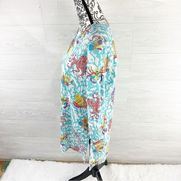 Gretchen Scott Aquatic Life Notched Neck Tunic Top Dress - Picture 5 of 7